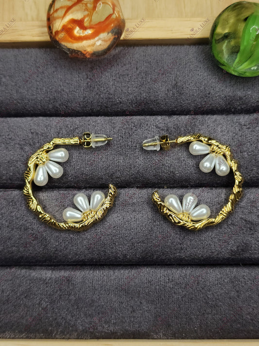 GILDED JASMINE HOOPS GOLD EARRINGS