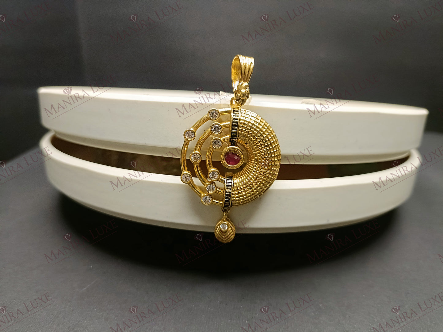 ORBIT BRASS GOLD PENDANT & EARRING SET