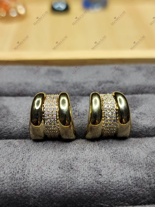 THE TRI-BAND DECO CRESTS EARRINGS