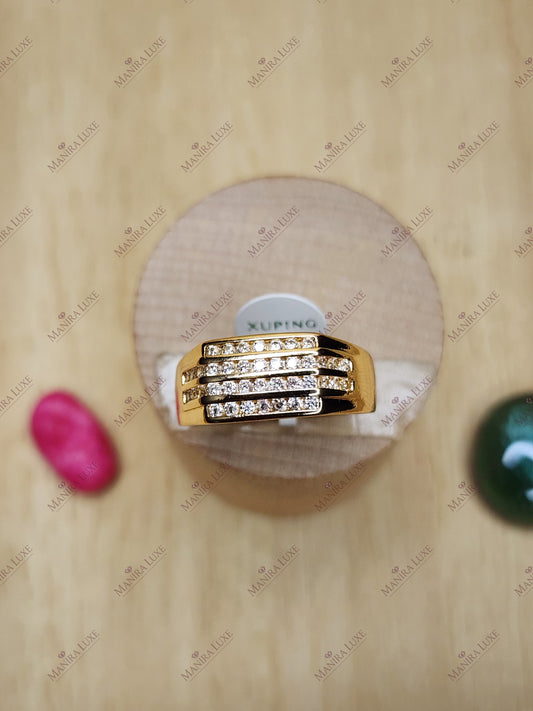 GILDED GRID GOLD RINGS