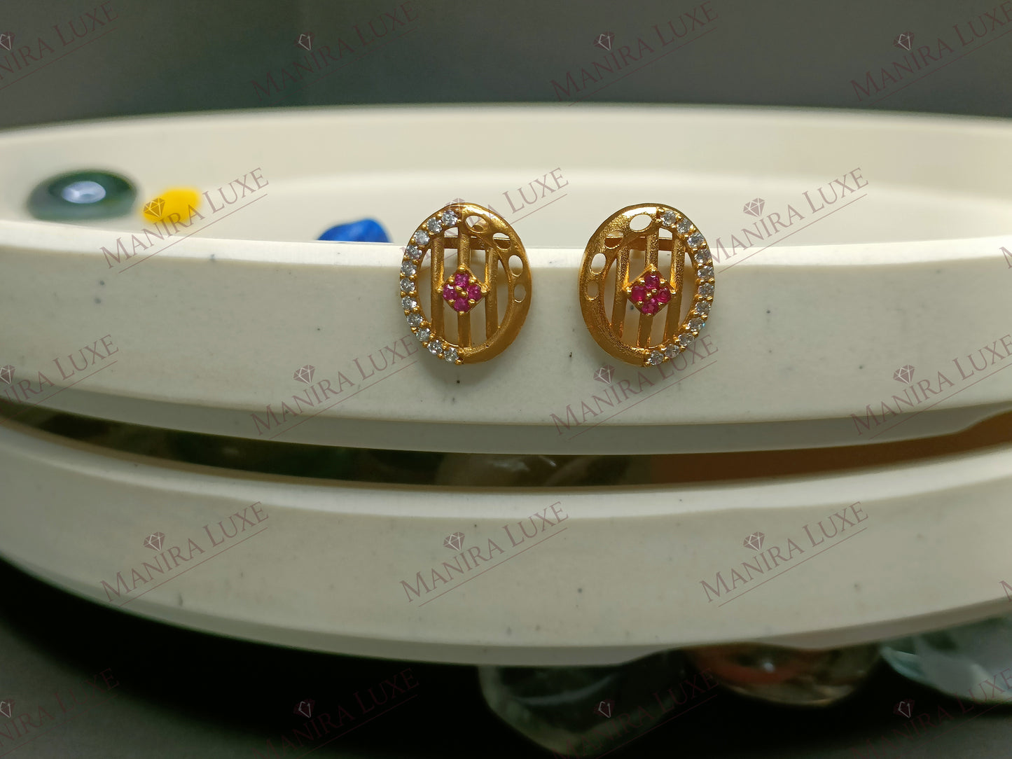 OVAL HARMONY ROSE GOLD PENDANT & EARRING SET
