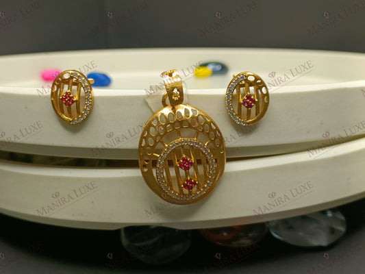 OVAL HARMONY ROSE GOLD PENDANT & EARRING SET