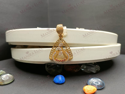 RUBY TEARDROP LATTICE ROSE GOLD PENDANT & EARRING SET