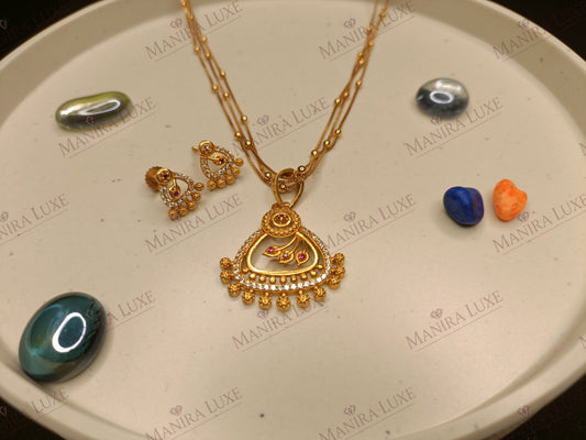 RUBY AURA ROSE GOLD NECKLACE & EARRING SET