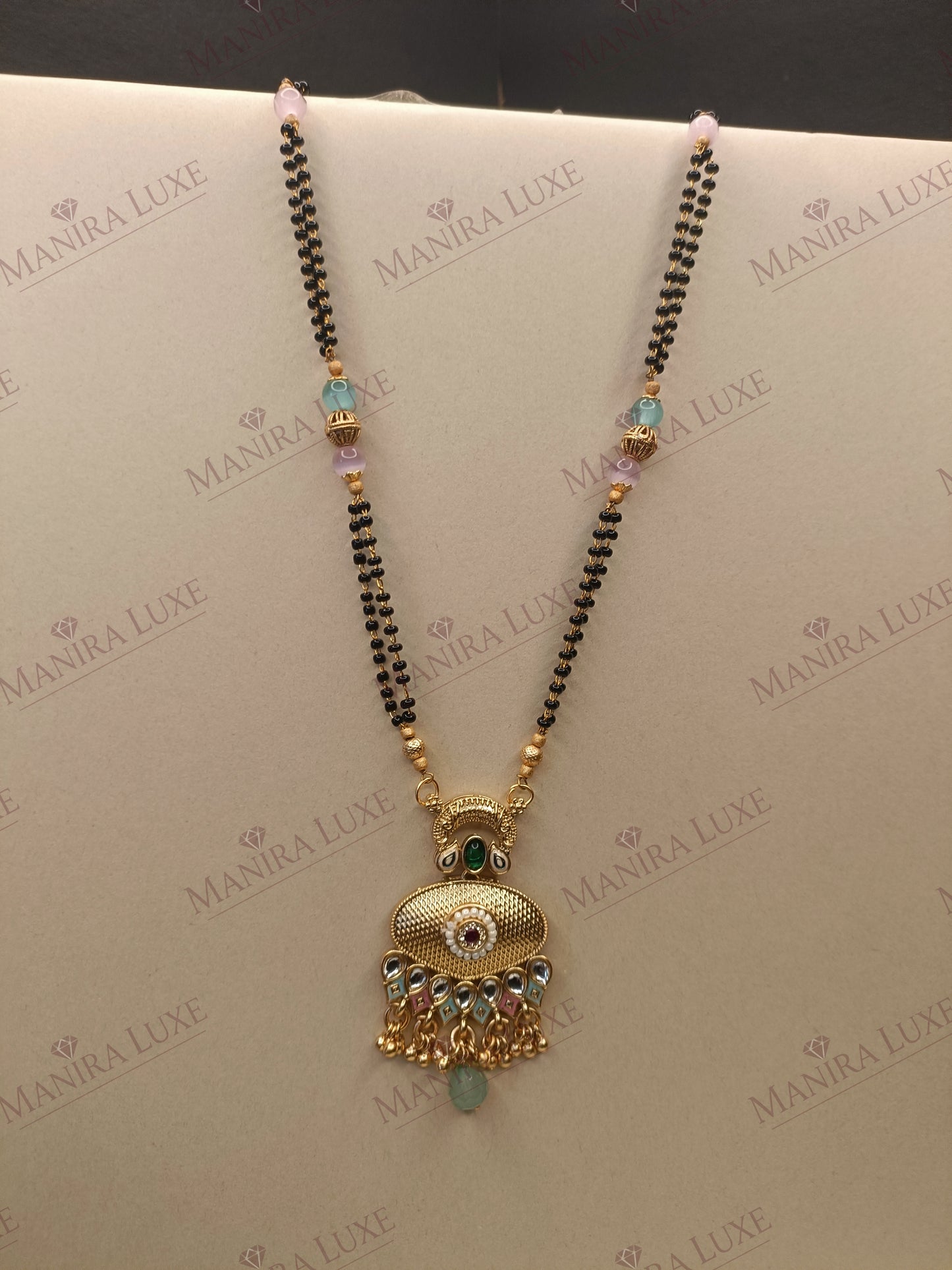 KUNDAN STYLE BRASS GOLD MANGALSUTRA SET