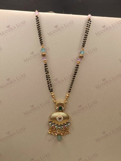KUNDAN STYLE BRASS GOLD MANGALSUTRA SET
