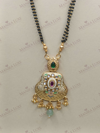 VIRASAT KUNDAN BRASS GOLD MANGALSUTRA SET
