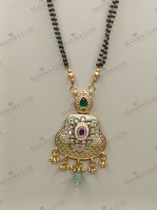 VIRASAT KUNDAN BRASS GOLD MANGALSUTRA SET