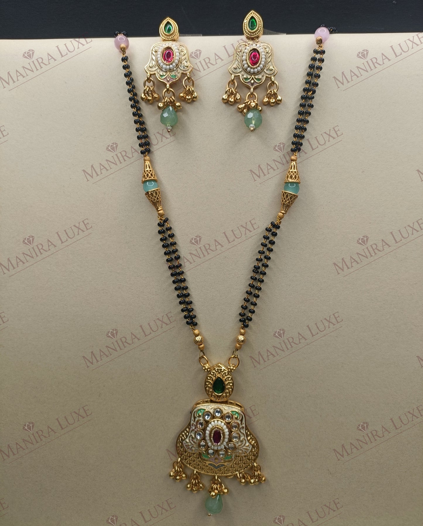 VIRASAT KUNDAN BRASS GOLD MANGALSUTRA SET