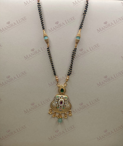 VIRASAT KUNDAN BRASS GOLD MANGALSUTRA SET