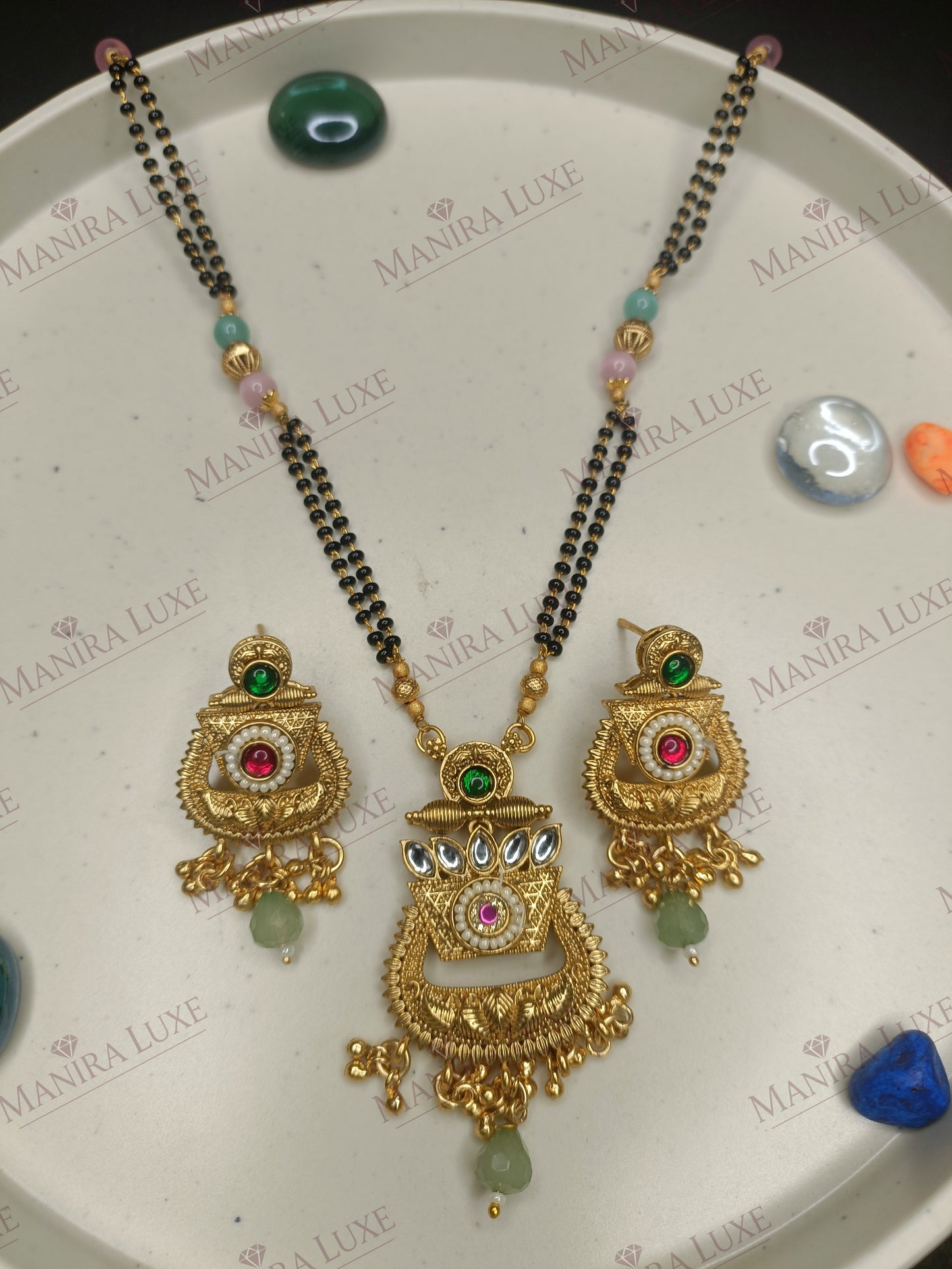 MANOHAR BRASS GOLD MANGALSUTRA SET