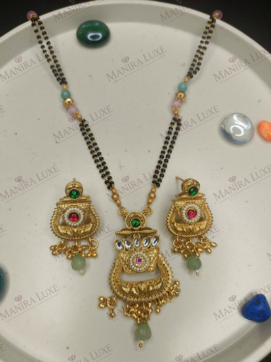 MANOHAR BRASS GOLD MANGALSUTRA SET