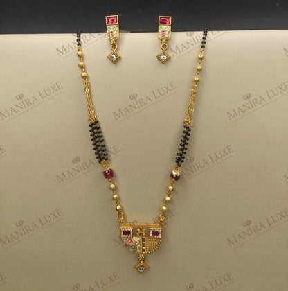 THE CRESCENT BLOOMS BRASS GOLD MANGALSUTRA SET