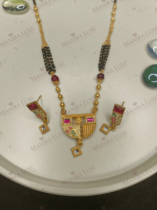 THE CRESCENT BLOOMS BRASS GOLD MANGALSUTRA SET