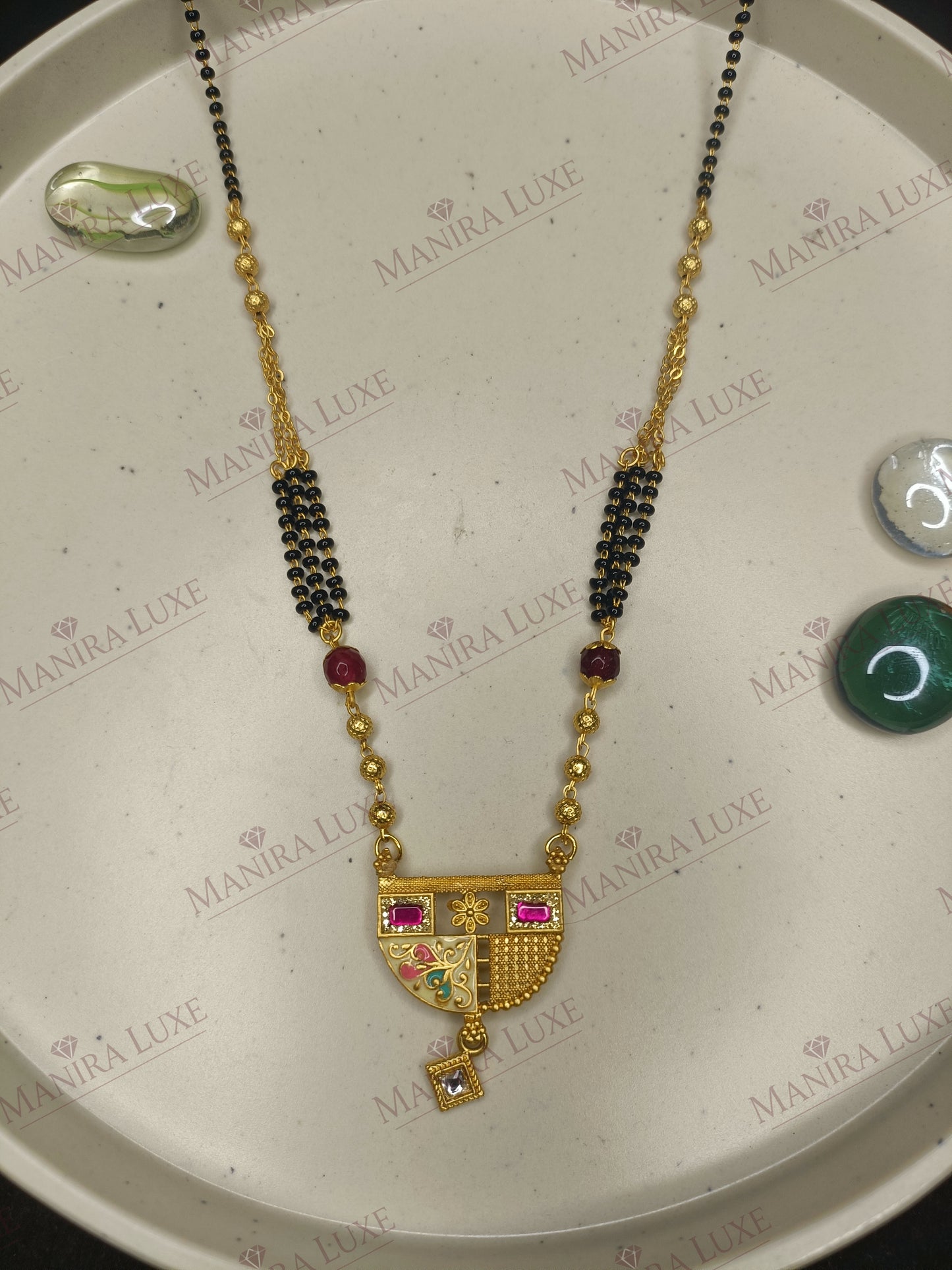 THE CRESCENT BLOOMS BRASS GOLD MANGALSUTRA SET
