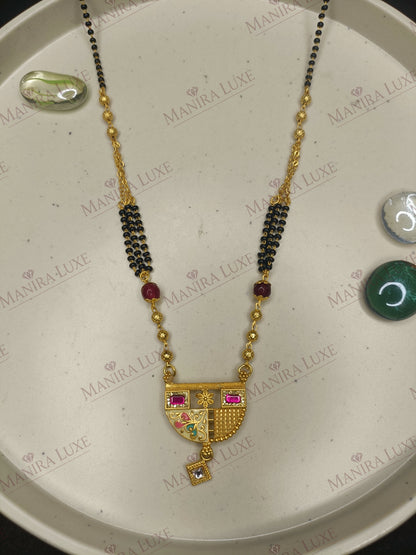 THE CRESCENT BLOOMS BRASS GOLD MANGALSUTRA SET