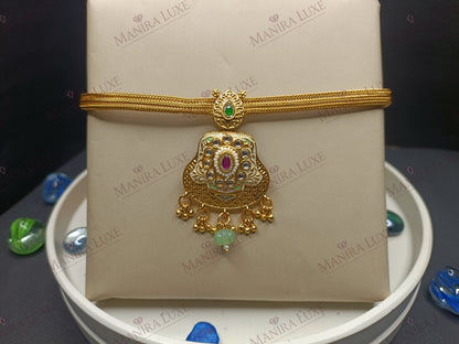GOLDEN PADMINI CHOKER STYLE NECKLACE & EARRING SET