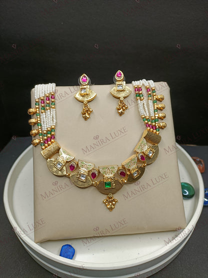 THE HAVELI GOLD CHOKER STYLE NECKLACE & EARRING SET