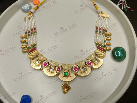 THE HAVELI GOLD CHOKER STYLE NECKLACE & EARRING SET