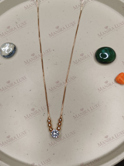 THE RADIANT SOLITAIRE ROSE GOLD NECKLACE