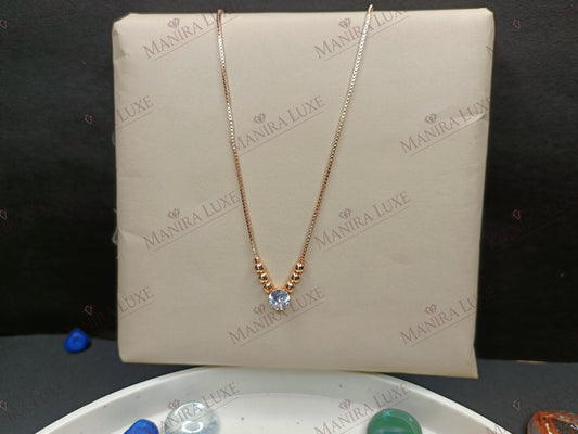 THE RADIANT SOLITAIRE ROSE GOLD NECKLACE