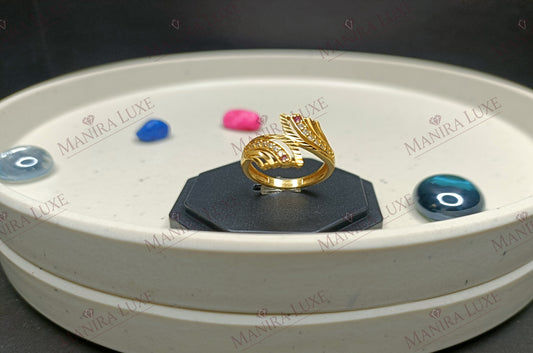 THE DUAL LEAFY GOLD RING