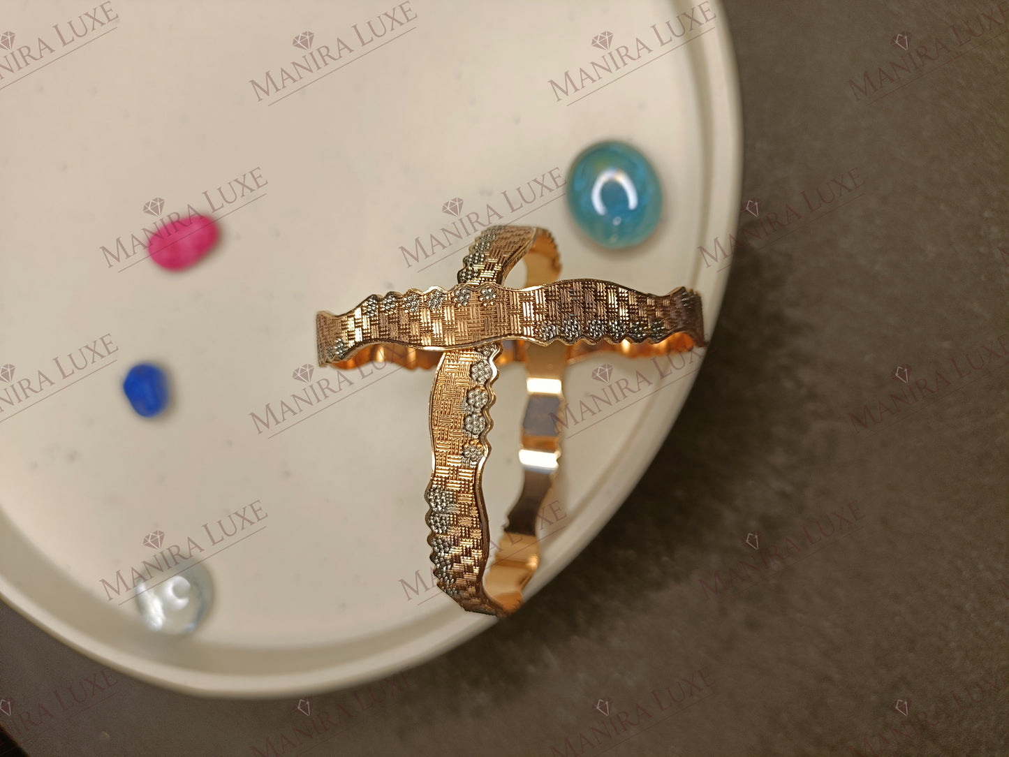 AETHELGARD WEAVE CNC CARVED ROSE GOLD BANGLES