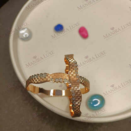 AETHELGARD WEAVE CNC CARVED ROSE GOLD BANGLES