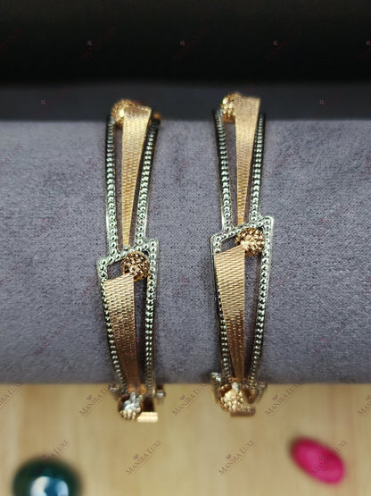 CREST & TROUGH CNC CARVED ROSE GOLD BANGLES