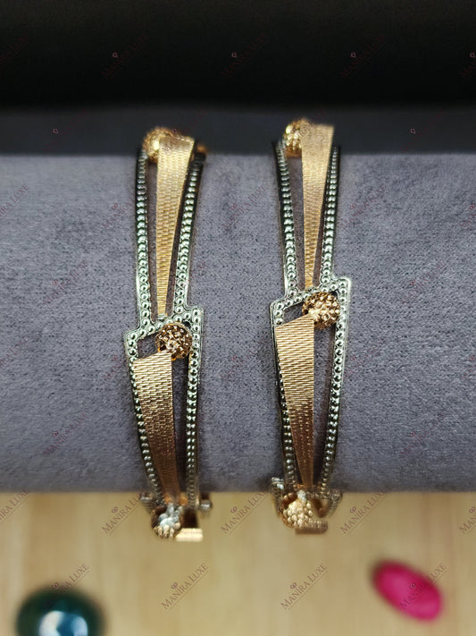 CREST & TROUGH CNC CARVED ROSE GOLD BANGLES