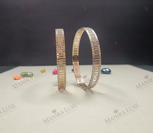 MOSAIC INLAY CNC CARVED ROSE GOLD BANGLES