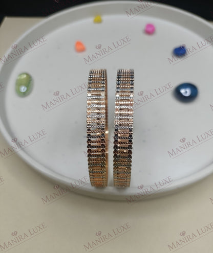 MOSAIC INLAY CNC CARVED ROSE GOLD BANGLES