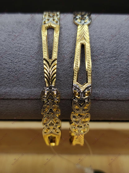 SYLVAN DUET CNC CARVED ROSE GOLD BANGLES