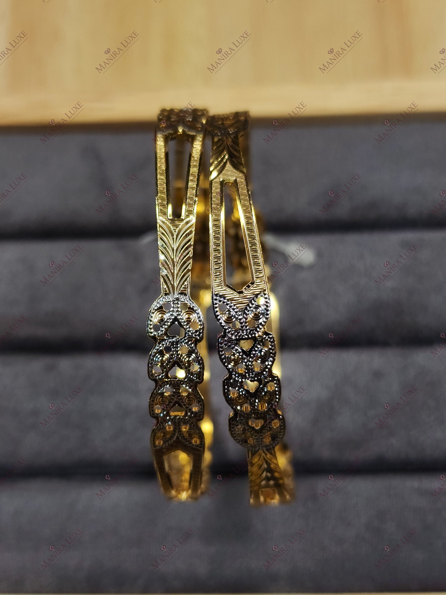 SYLVAN DUET CNC CARVED ROSE GOLD BANGLES