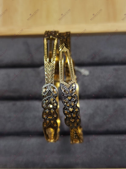 SYLVAN DUET CNC CARVED ROSE GOLD BANGLES
