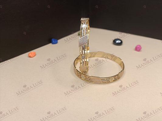 TRIO HARMONY CNC CARVED ROSE GOLD BANGLES