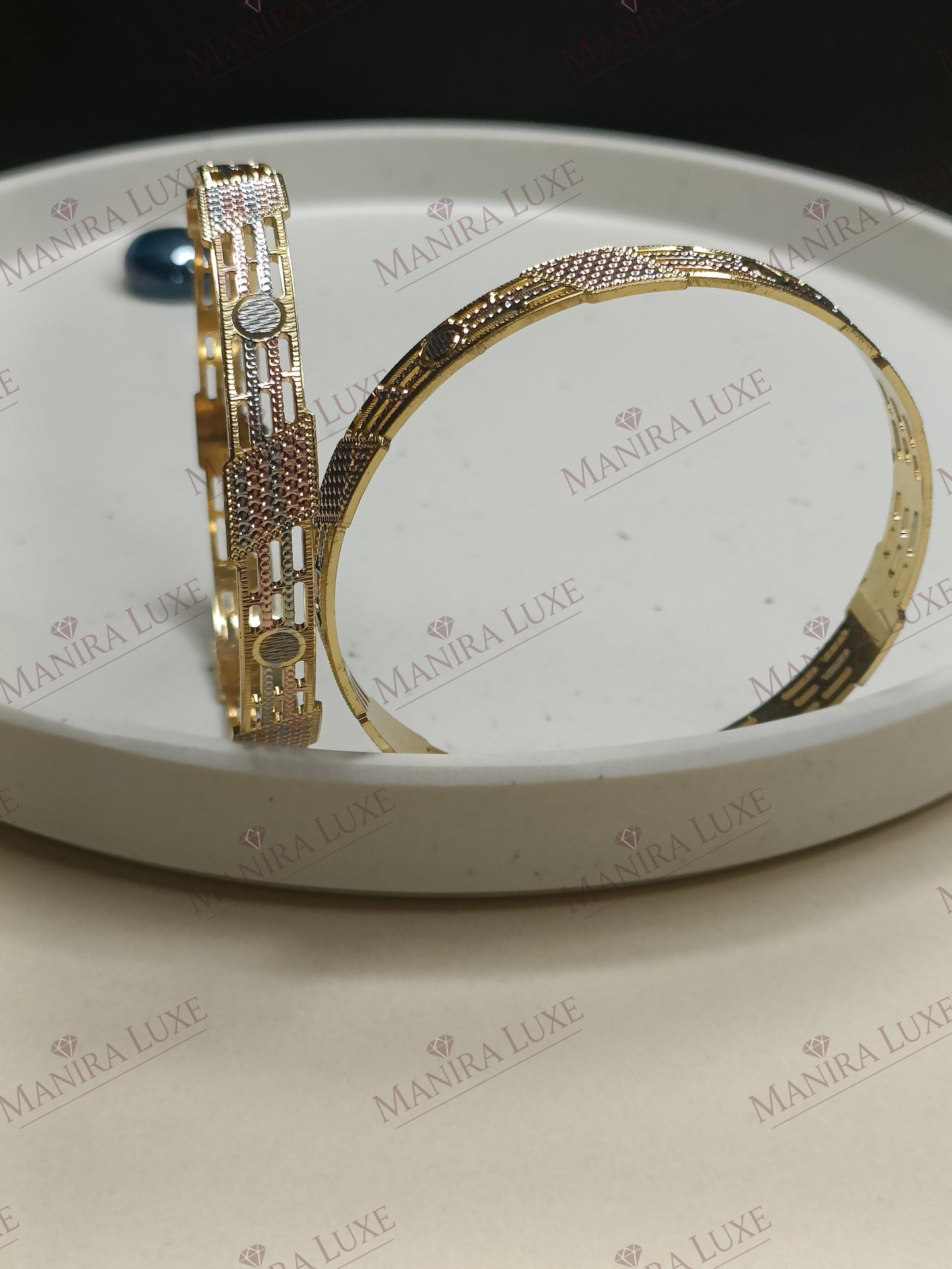 TRIO HARMONY CNC CARVED ROSE GOLD BANGLES