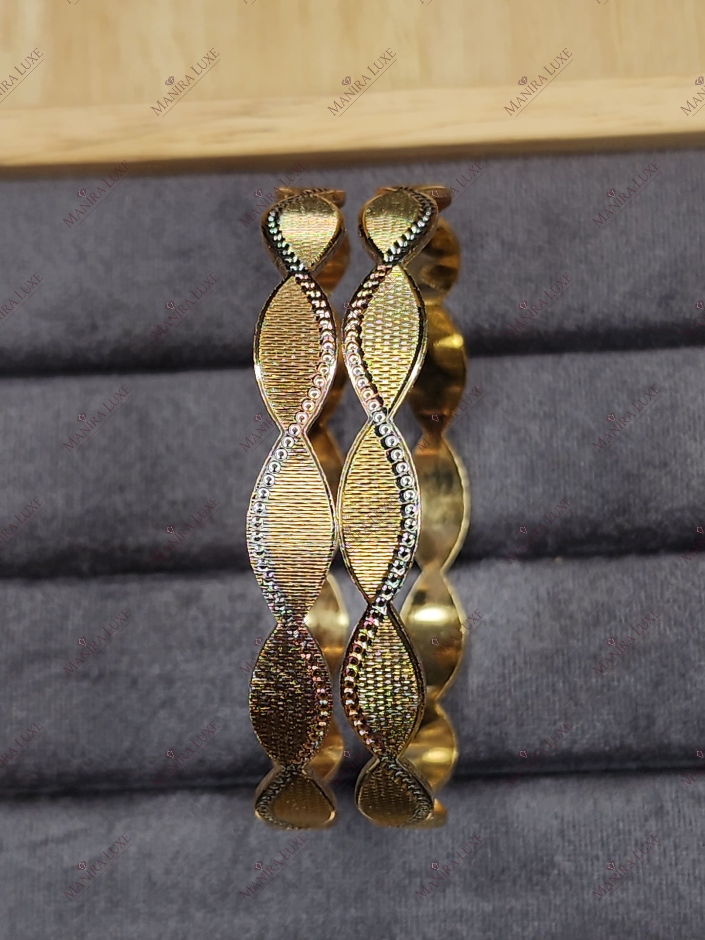 INFINITY WEAVE CNC CARVED ROSE GOLD BANGLES