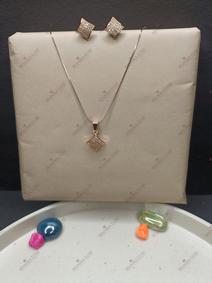 ROSE QUARTZ RADIANCE ROSE GOLD NECKLACE WITH EARRINGS