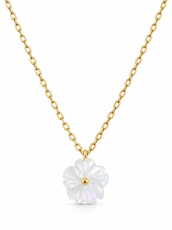 Gold Mother-of-Pearl Flower Necklace