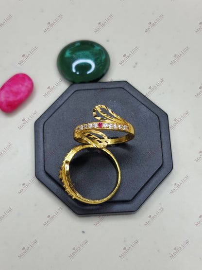GILDED FERN GOLD RING