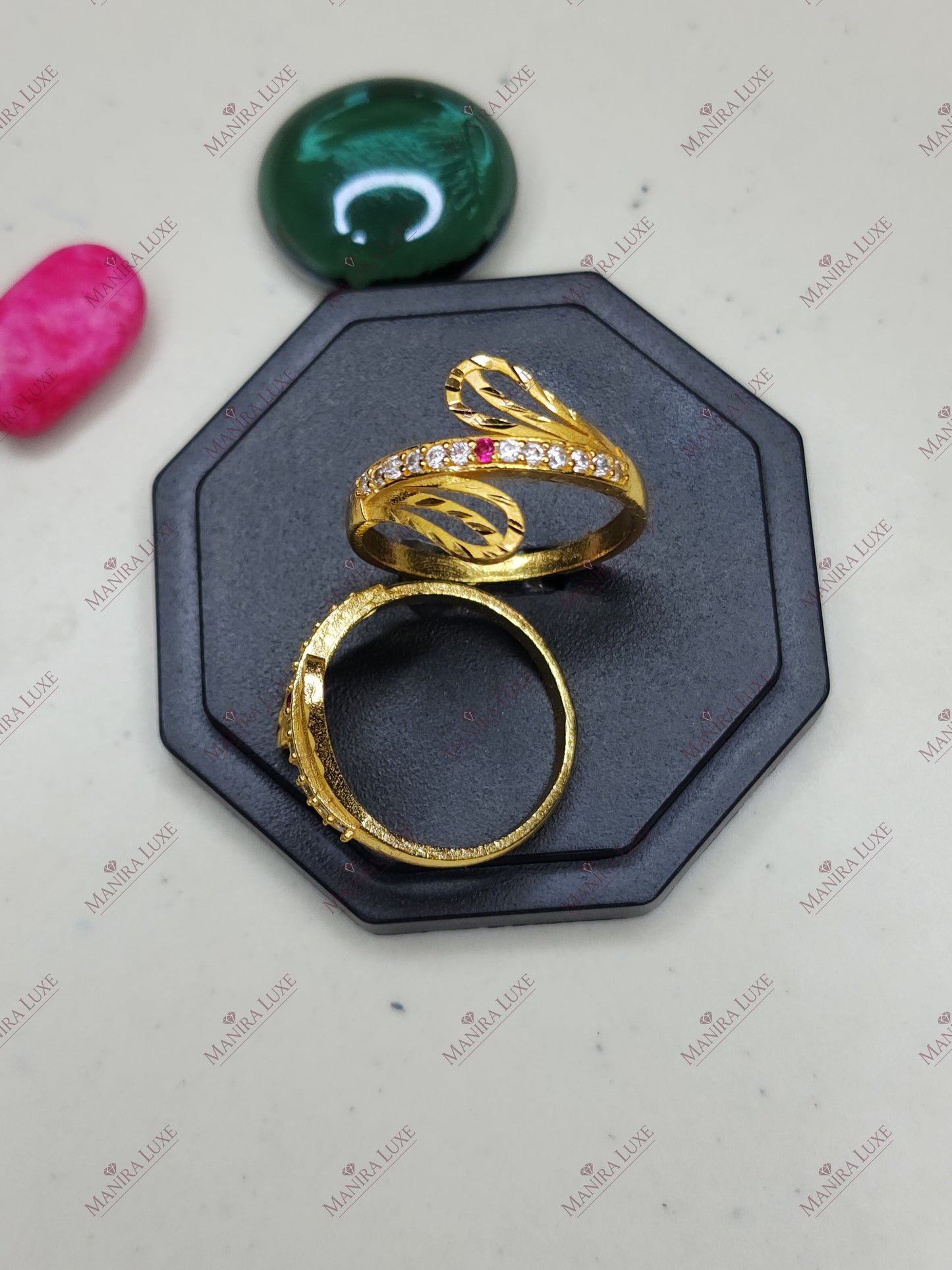 GILDED FERN GOLD RING