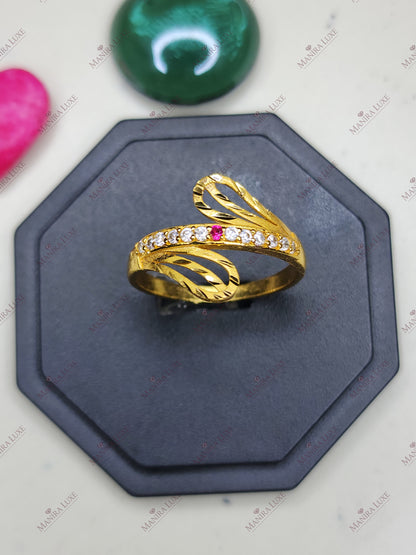 GILDED FERN GOLD RING